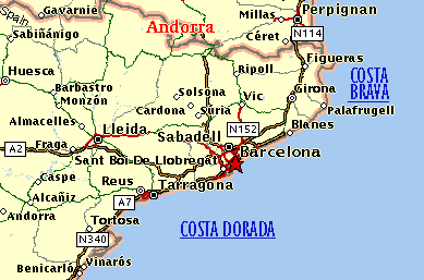 Map of Costa Brava and Costa Dorada